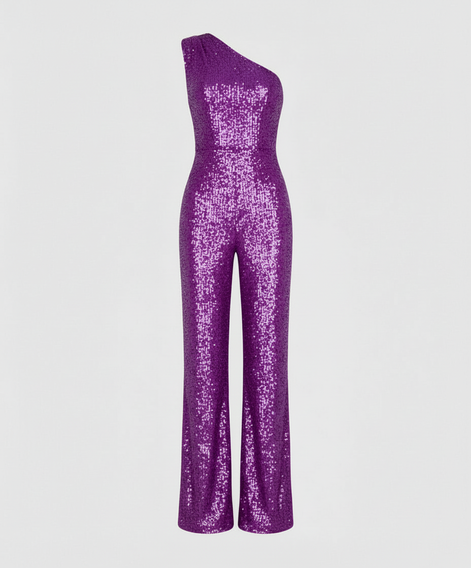 Damen Pailletten Jumpsuit Modern Glitzer