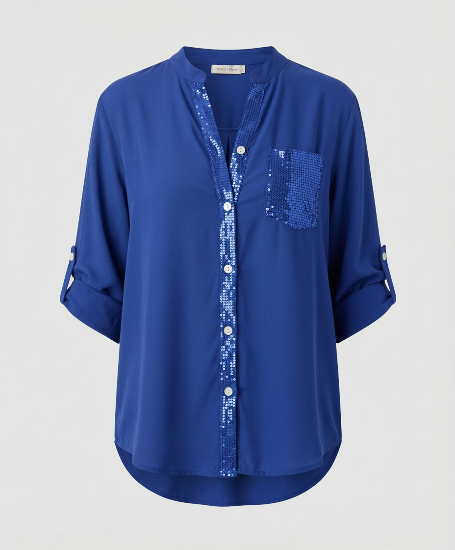 Damen Glitzerbluse Pailletten
