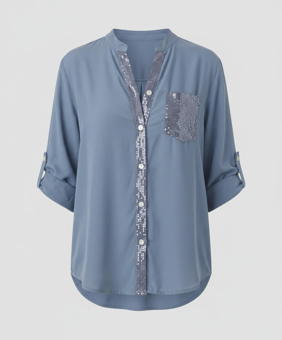 Damen Glitzerbluse mit Pailletten