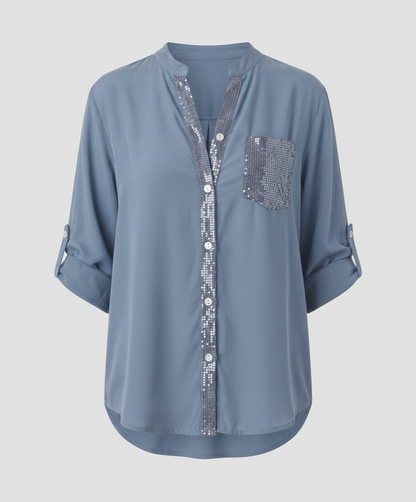 Damen Glitzerbluse Pailletten