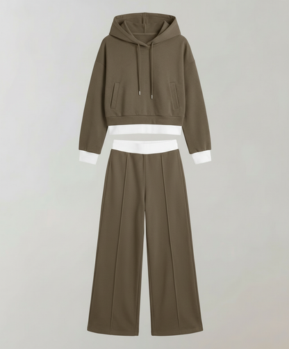 Damen Lounge Set Zweifarbig Baumwolle