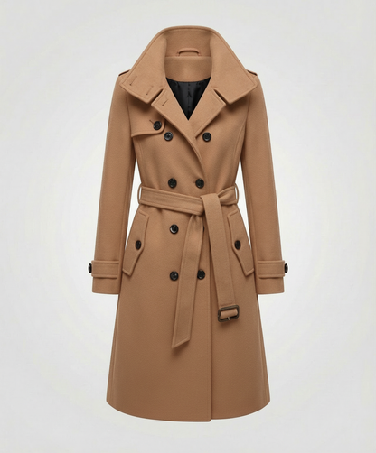 Damen Trenchcoat Elegant Wollstoff