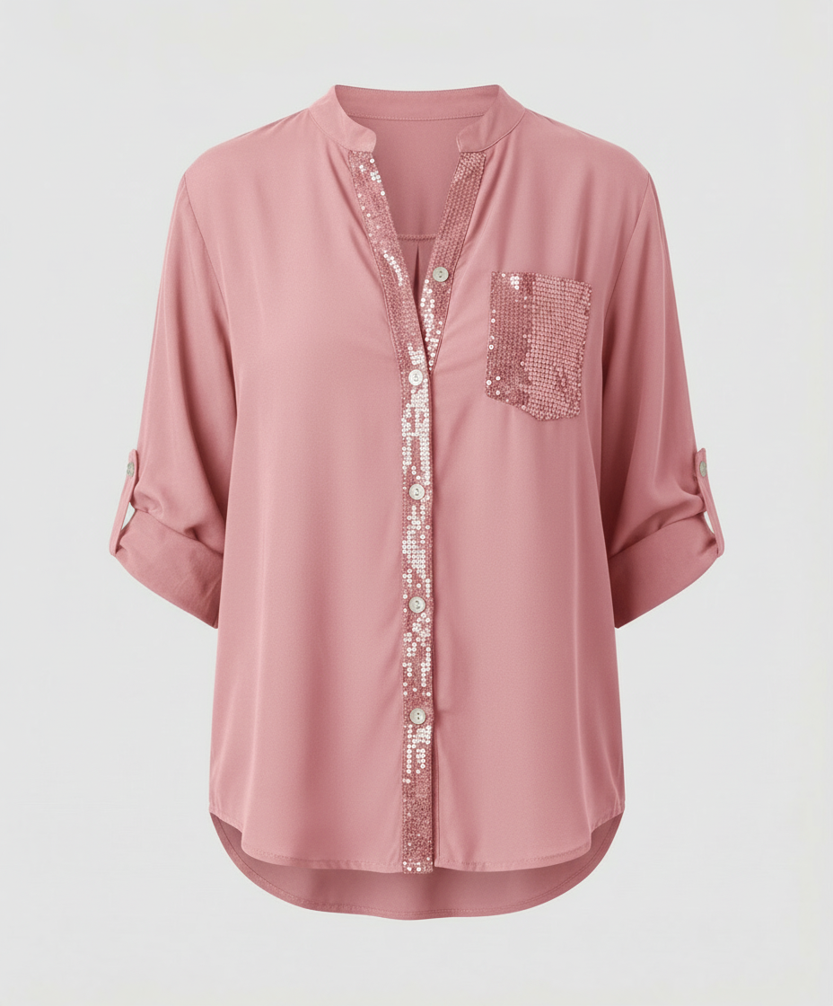 Damen Glitzerbluse Pailletten