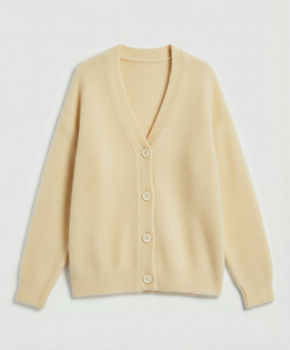 Damen Mohair Strickjacke Kuschelig Grau