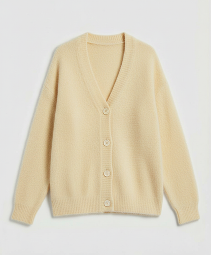 Damen Mohair Strickjacke Kuschelig Grau