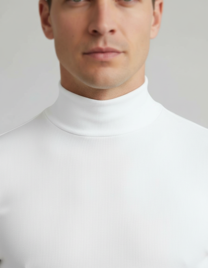 Herrenhemd Slim Fit Rollkragen Weiß Eveloria