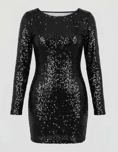 Damen Festliches Minikleid Langarm