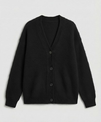 Damen Mohair Strickjacke Kuschelig Grau