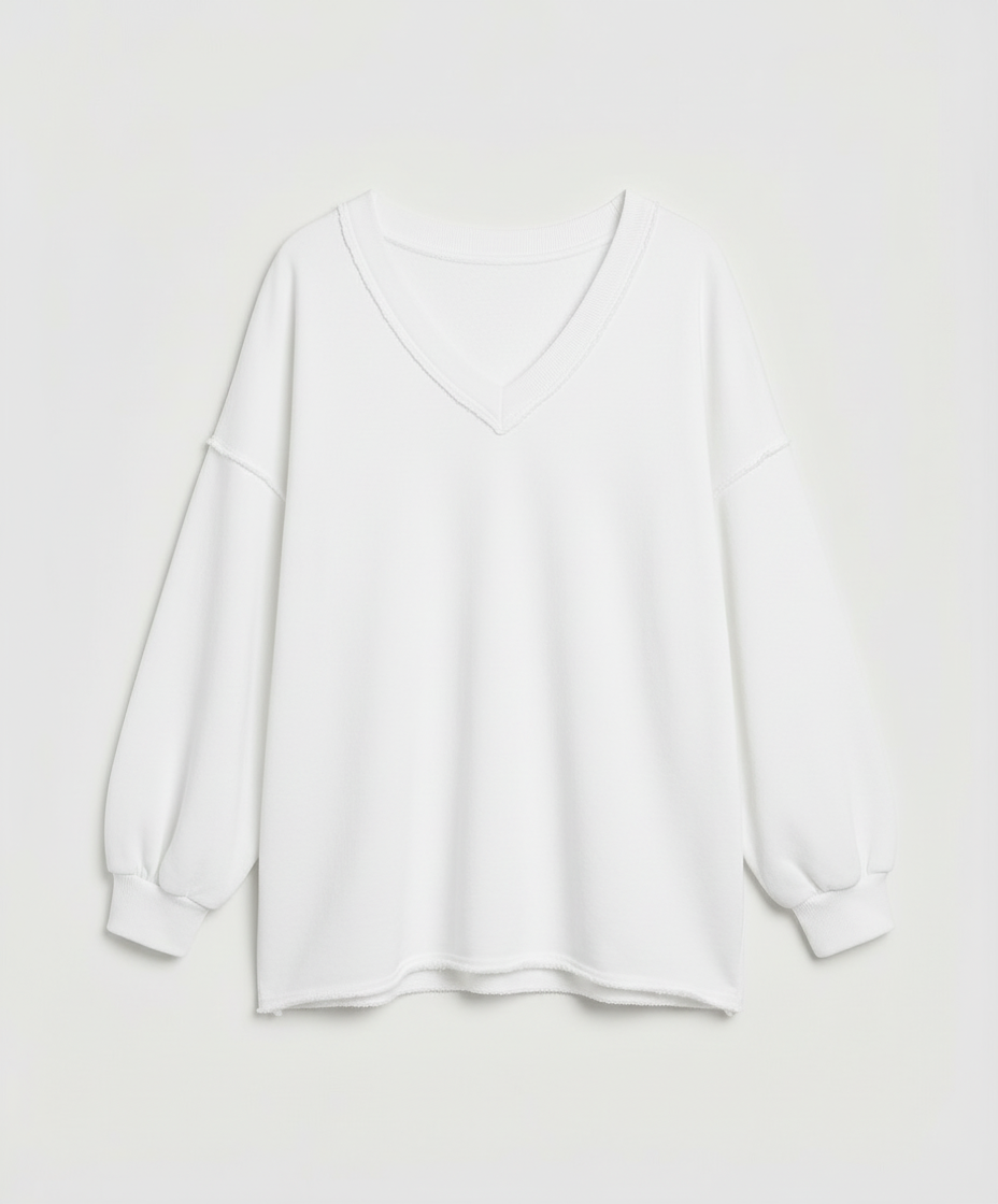 Eveloria Damen Oversized Sweatshirt V-Ausschnitt