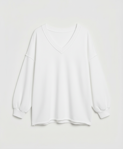 Eveloria Damen Oversized Sweatshirt V-Ausschnitt