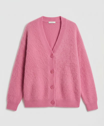 Damen Mohair Strickjacke Kuschelig Grau