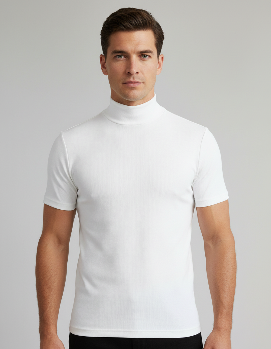 Herrenhemd Slim Fit Rollkragen Weiß Eveloria - Eveloria