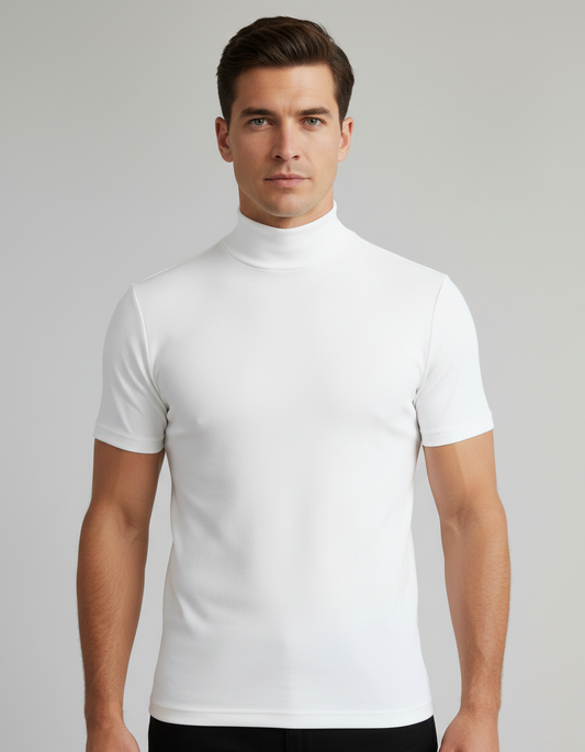 Herrenhemd Slim Fit Rollkragen Weiß Eveloria - Eveloria