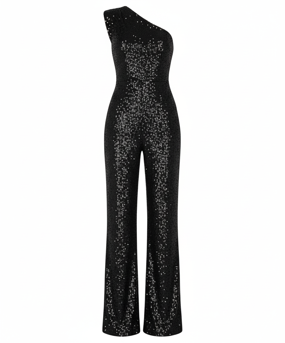 Eveloria Damen Pailletten Jumpsuit