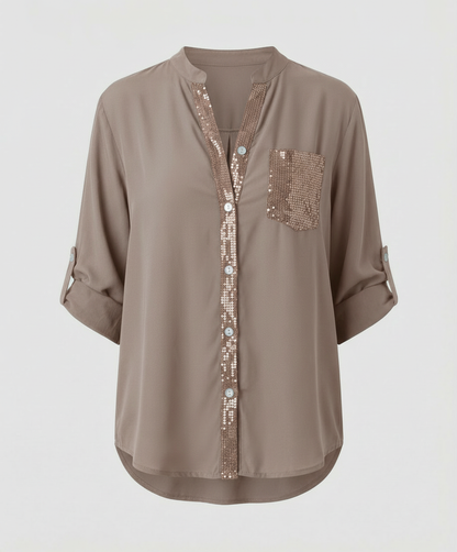 Damen Glitzerbluse mit Pailletten