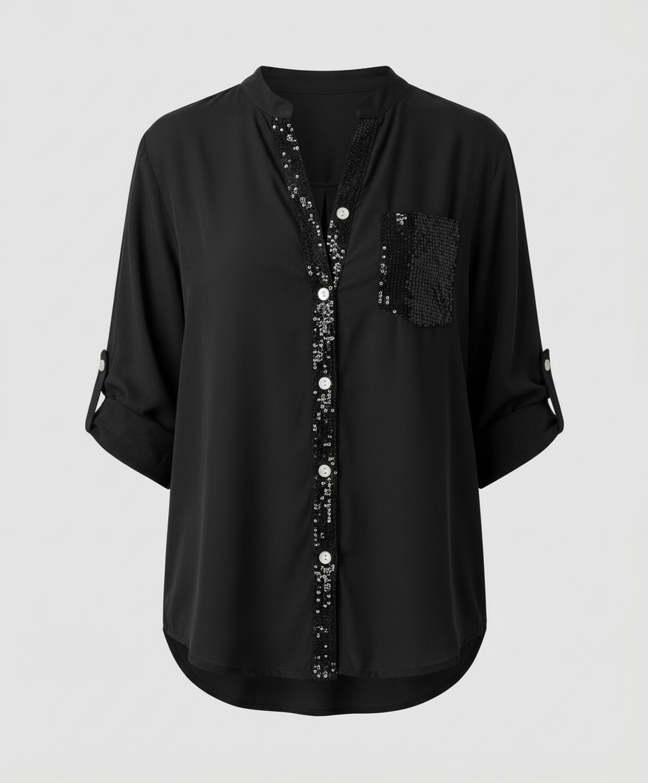 Damen Glitzerbluse mit Pailletten