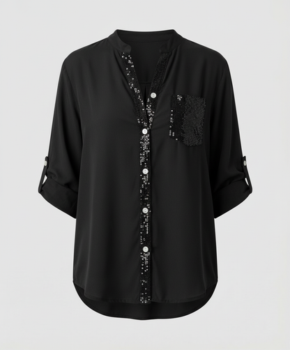 Damen Glitzerbluse mit Pailletten