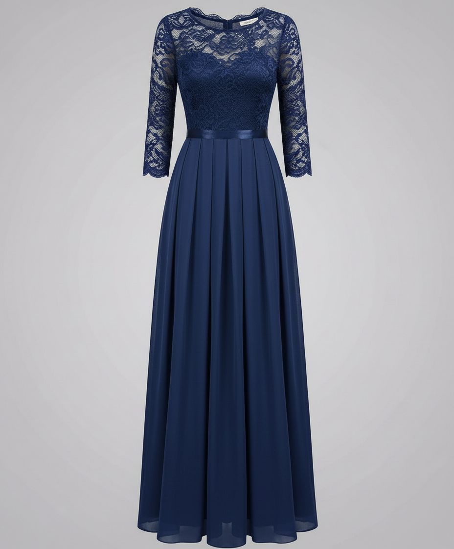 Elegantes Damen Brautjungfernkleid Spitze Weiße Abendkleid