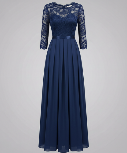 Elegantes Damen Brautjungfernkleid Spitze Weiße Abendkleid