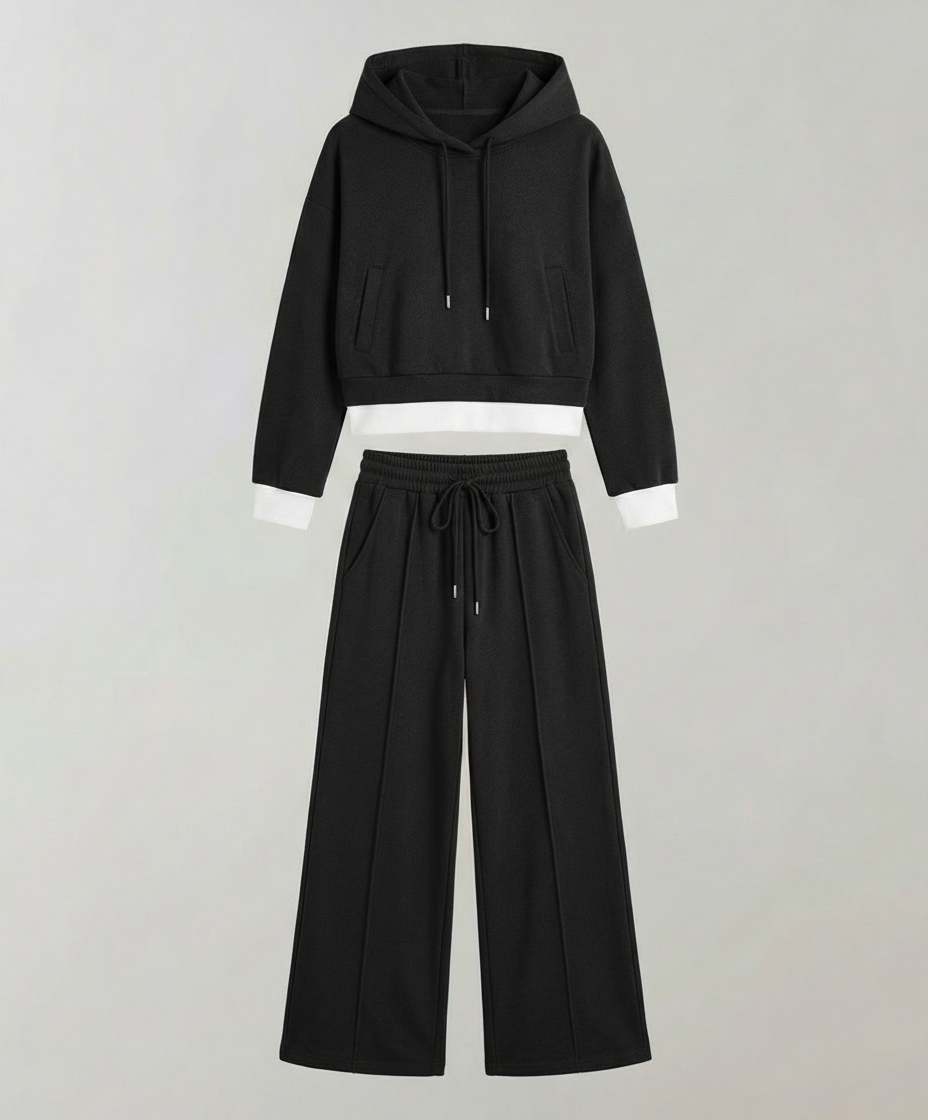 Damen Lounge Set Zweifarbig Baumwolle