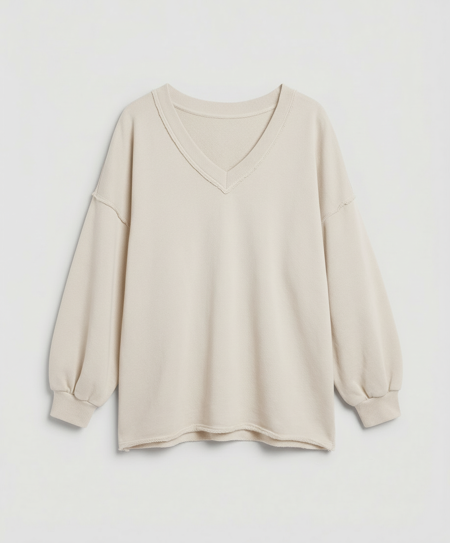 Eveloria Damen Oversized Sweatshirt V-Ausschnitt