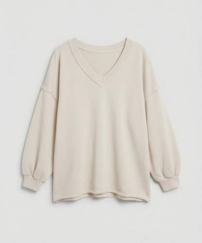 Eveloria Damen Oversized Sweatshirt V-Ausschnitt