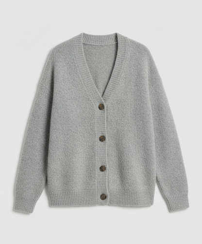 Damen Mohair Strickjacke Kuschelig Grau
