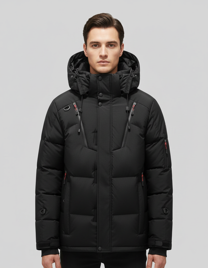 Herren Daunenjacke Elegantes Design Schwarz - Eveloria