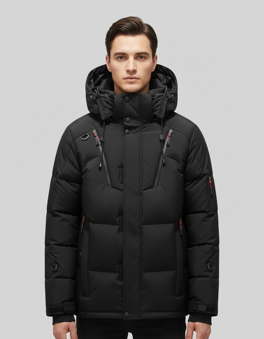 Herren Daunenjacke Elegantes Design Schwarz - Eveloria