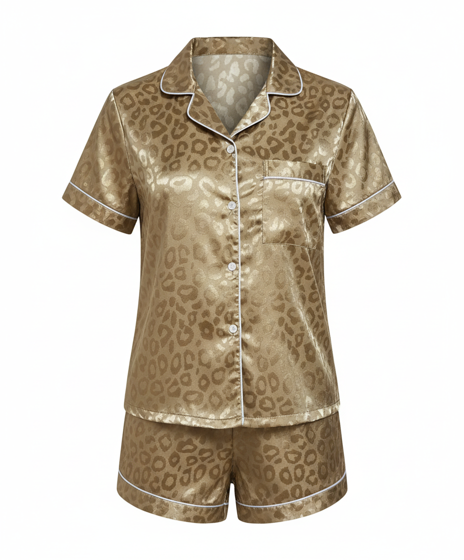 Damen Satin Pyjama Set Komfort
