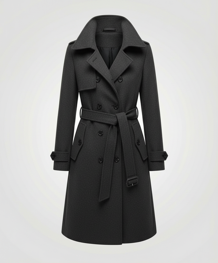 Damen Trenchcoat Elegant Wollstoff