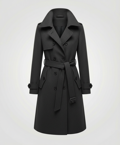 Damen Trenchcoat Elegant Wollstoff