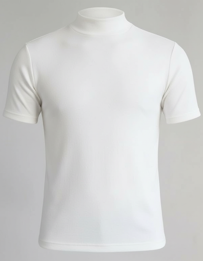 Herrenhemd Slim Fit Rollkragen Weiß Eveloria