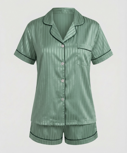 Damen Satin Pyjama Set Komfort