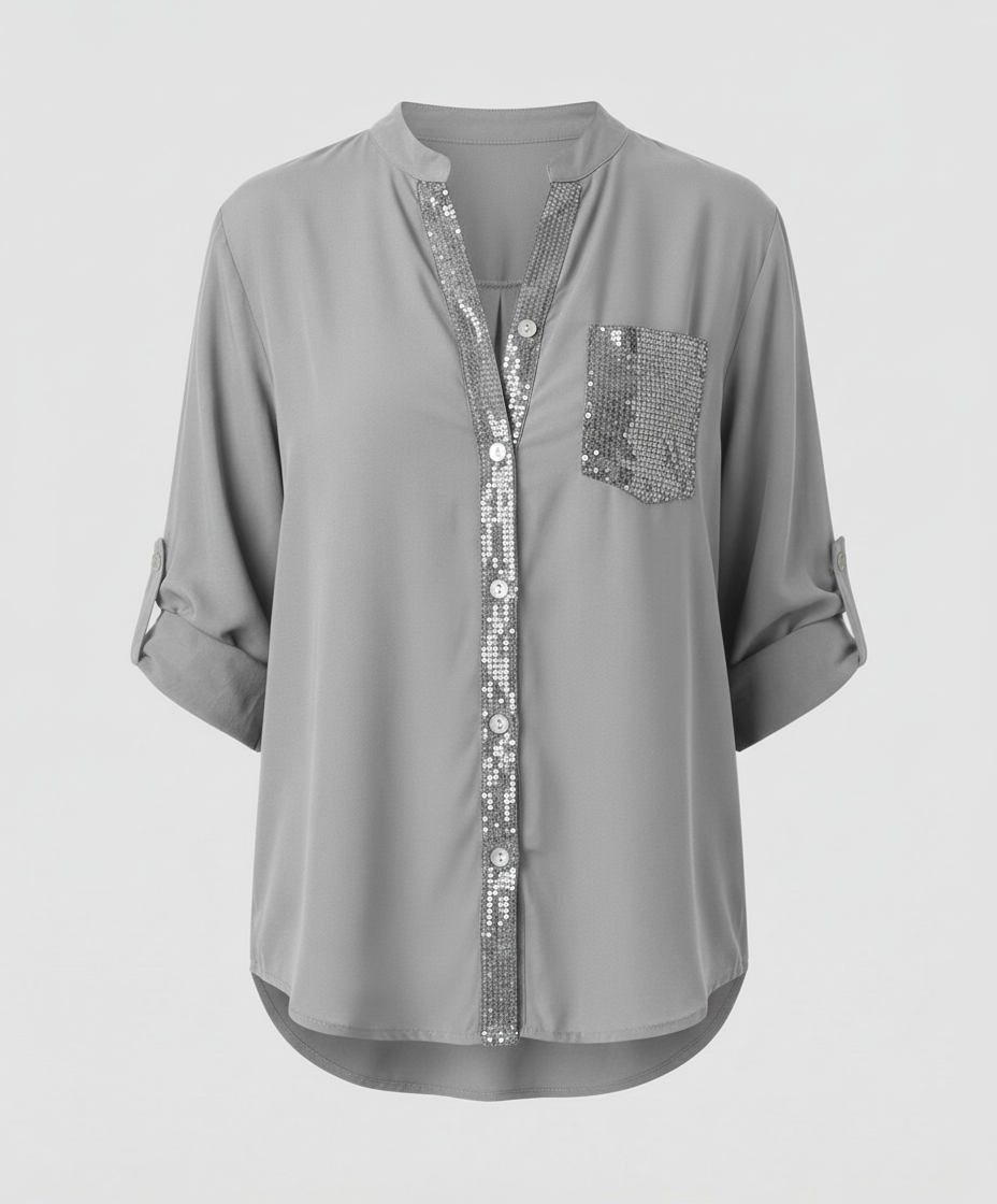 Damen Glitzerbluse mit Pailletten