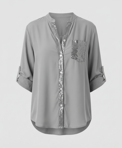 Damen Glitzerbluse mit Pailletten