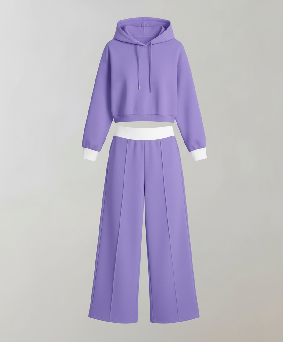 Damen Lounge Set Zweifarbig Baumwolle