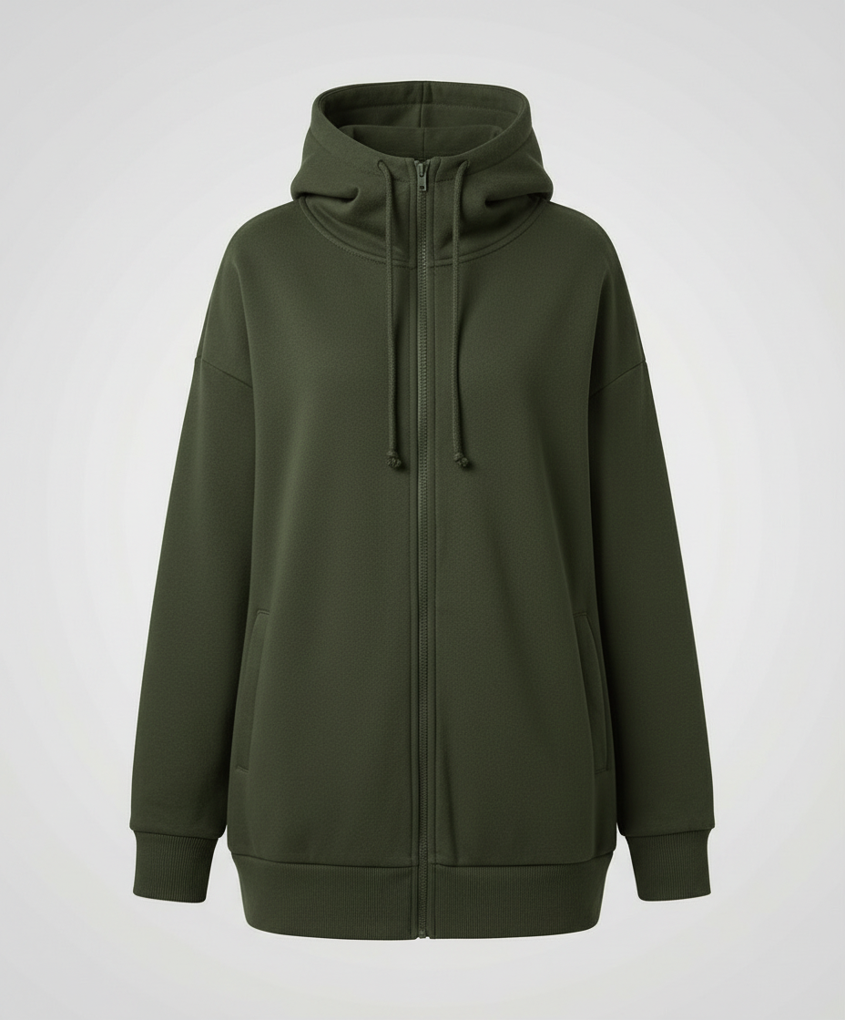 Damen Winterhoodie Kuschel Fleece Grau