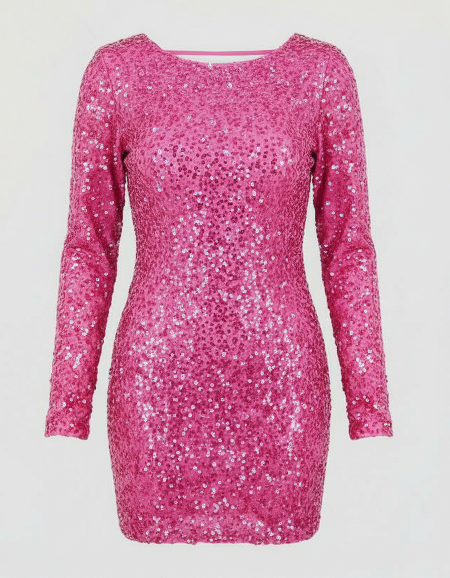 Damen Festliches Minikleid Langarm