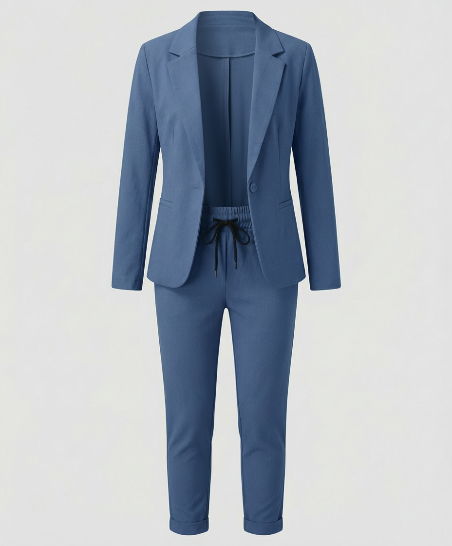 Damen Blazer Hosen Set Elegantes Polyester