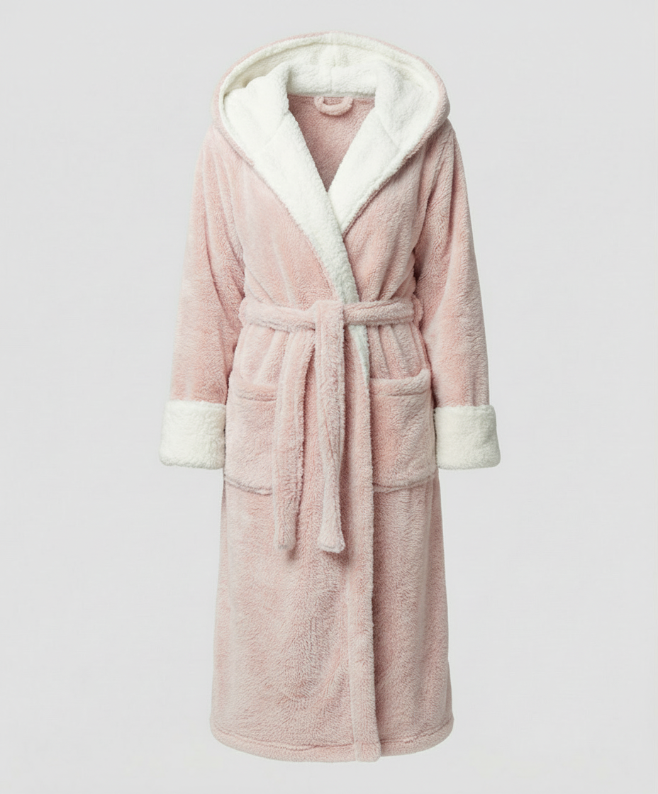 Damen Fleece Morgenmantel Weich