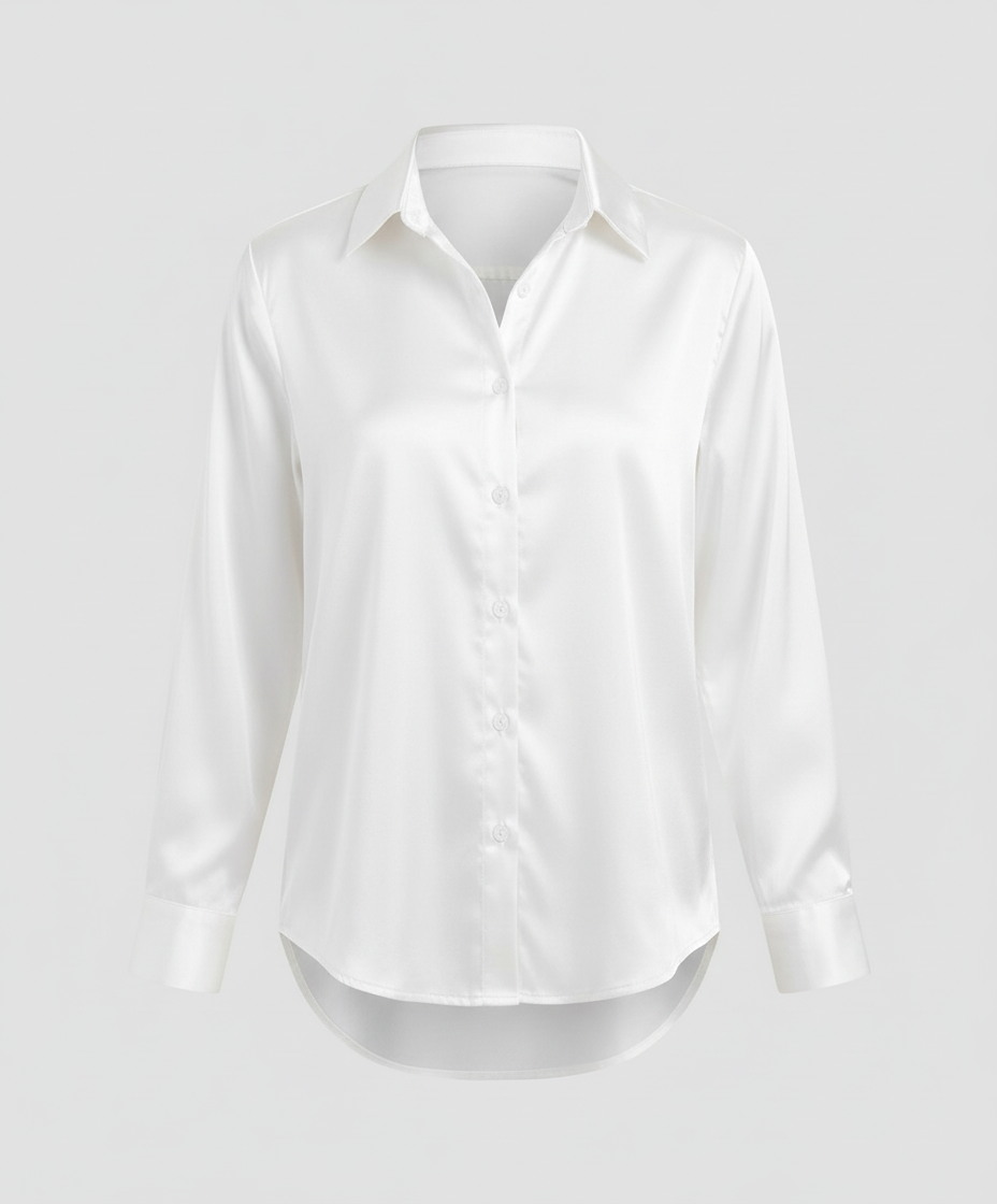 Herren Langarmhemd Elegantes Baumwolle Weiß