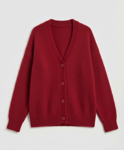 Damen Mohair Strickjacke Kuschelig Grau