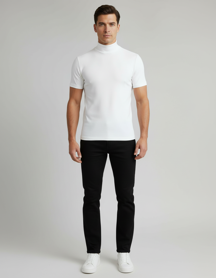 Herren Slim-Fit Rollkragenhemd