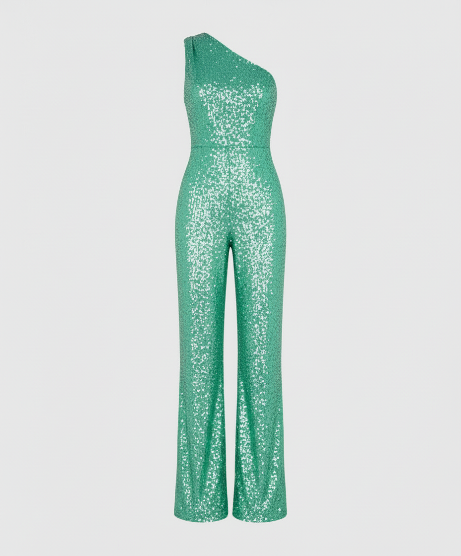 Damen Pailletten Jumpsuit Modern Glitzer