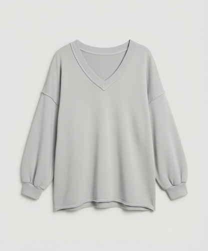 Eveloria Damen Oversized Sweatshirt V-Ausschnitt