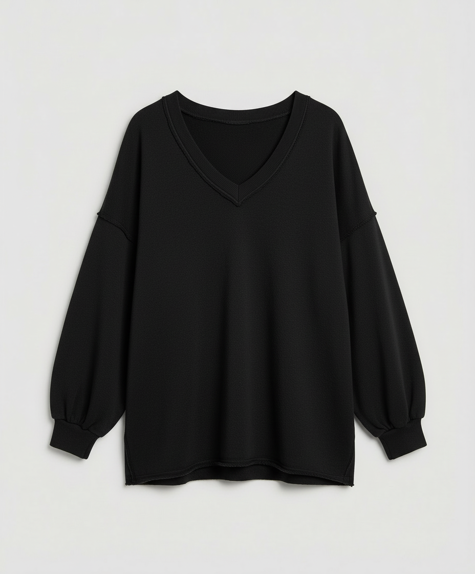 Eveloria Damen Oversized Sweatshirt V-Ausschnitt