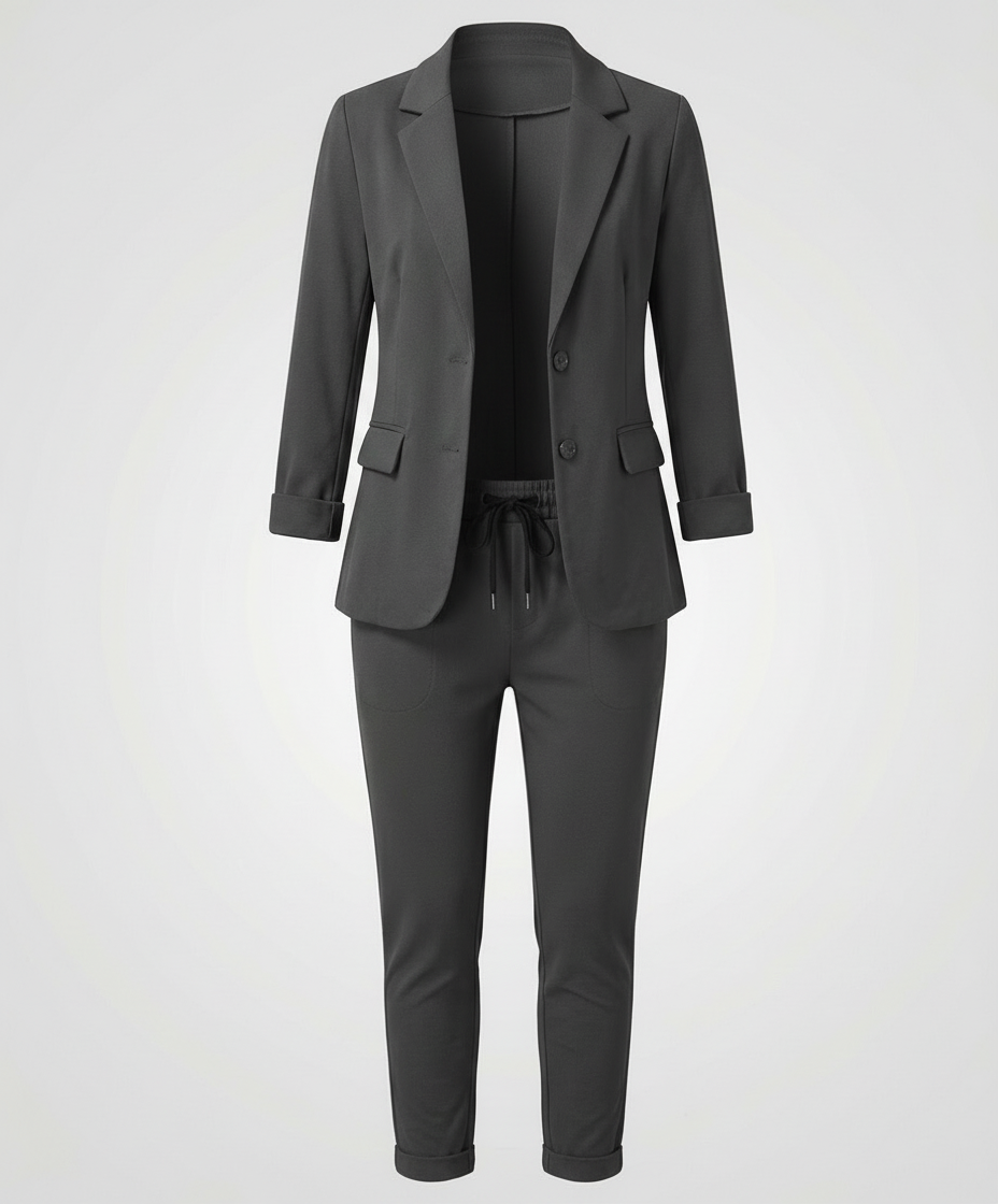 Damen Blazer Hosen Set Elegantes Polyester