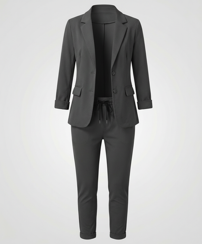 Damen Blazer Hosen Set Elegantes Polyester
