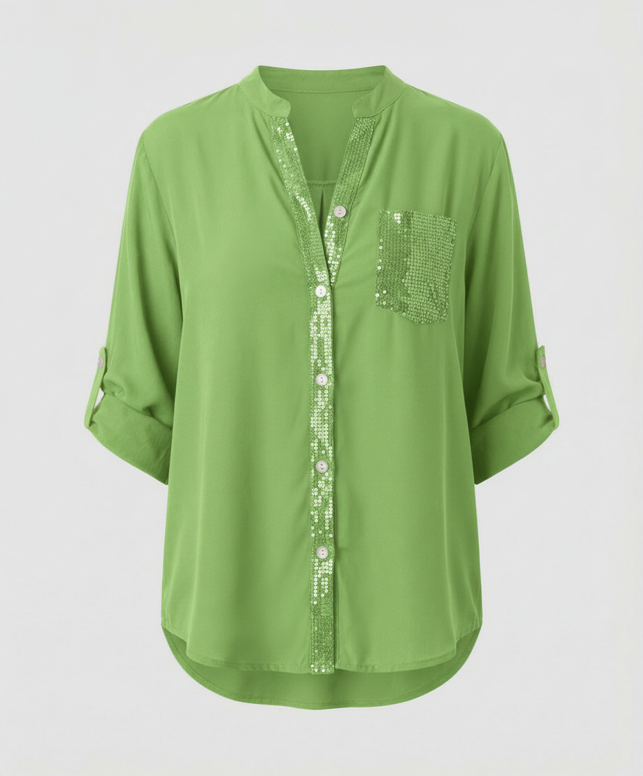 Damen Glitzerbluse Pailletten